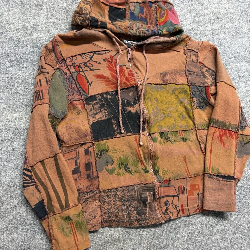 Take Two Patchwork Zip-Up Sweater Womens PXL